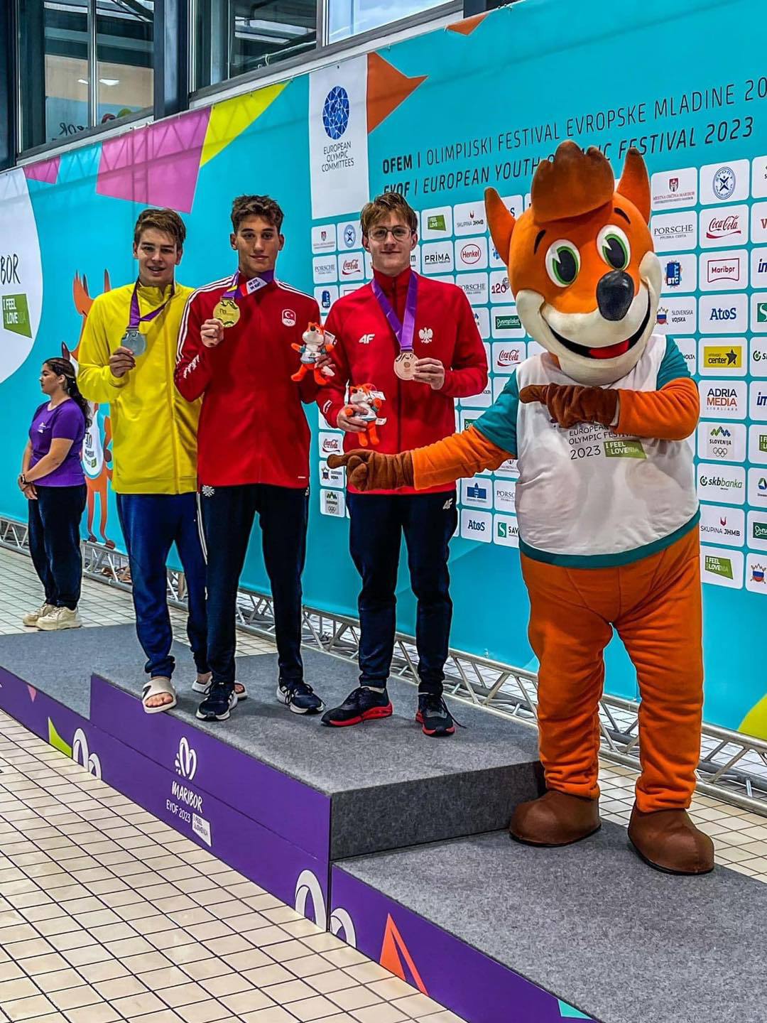 Fot. "Sikret" Gliwice/ Facebook Jakub Katana na podium