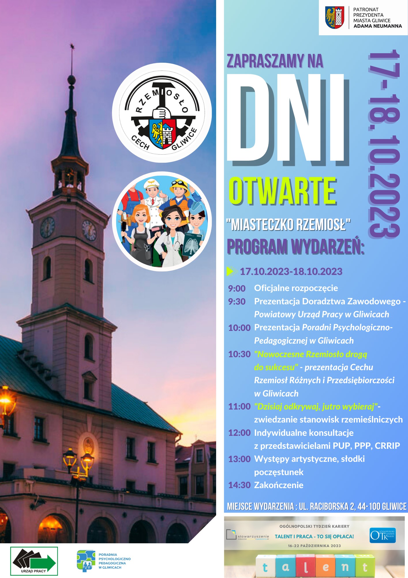Mat. graf. organizatora Plakat promujący Dni Otwarte „Miasteczko Rzemiosł”