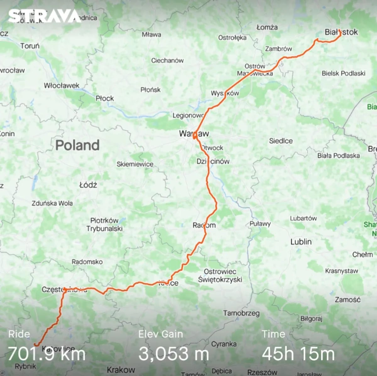 Fot. materiały organizatora mapa przejechanych kilometrów