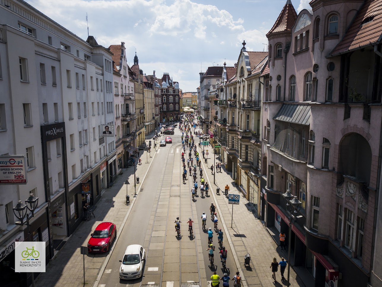 Fot. materiały stowarzyszenia Rowerowe Gliwice rowerowy przejazd przez Gliwice