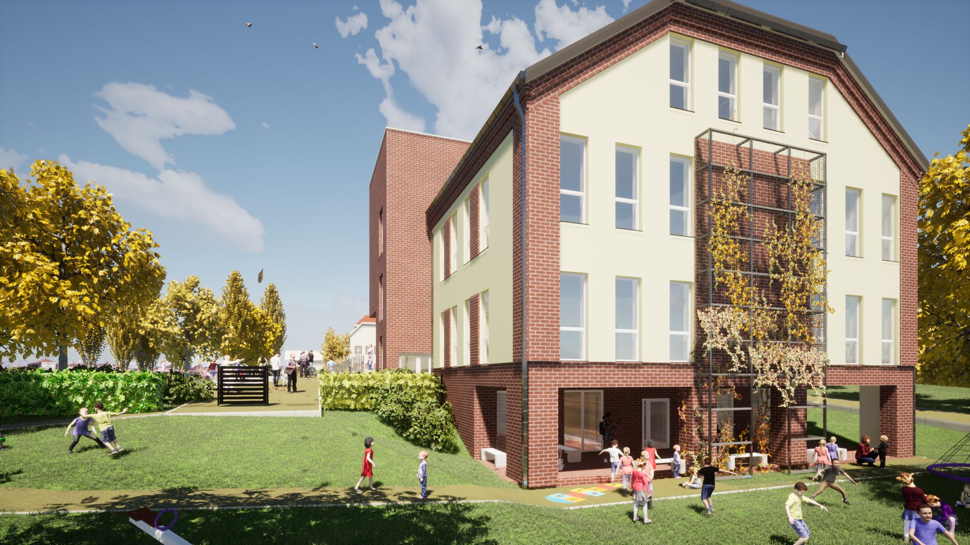Wiz. Studio-BB Architekci Tomasz Bradecki wizualizacja nowego przedszkola