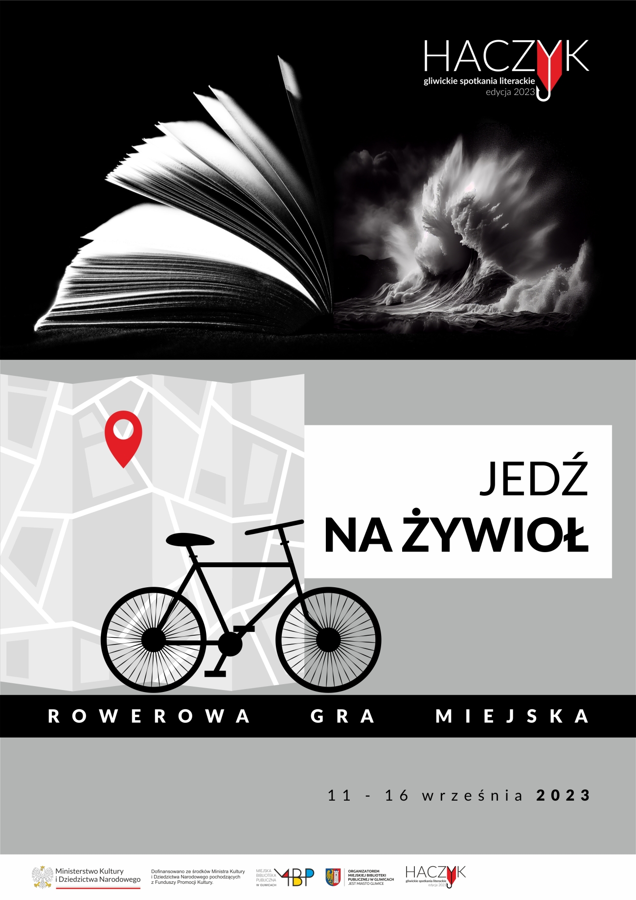 Fot. materiały organizatora Plakat promujący miejską grę rowerową "Jedź na żywioł"