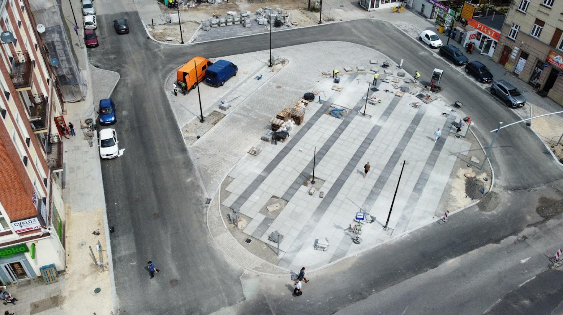 plac Piastów, plac przy ulicy Na Piasku z lotu ptaka