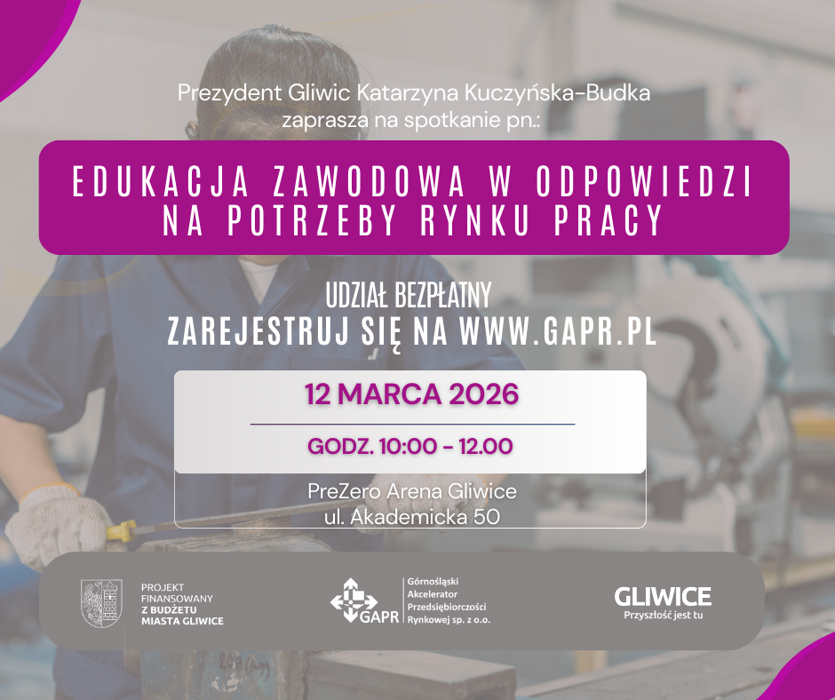 Edukacja zawodowa w odpowiedzi na potrzeby rynku pracy - zaproszenie na spotkanie w PreZero Arenie Gliwice