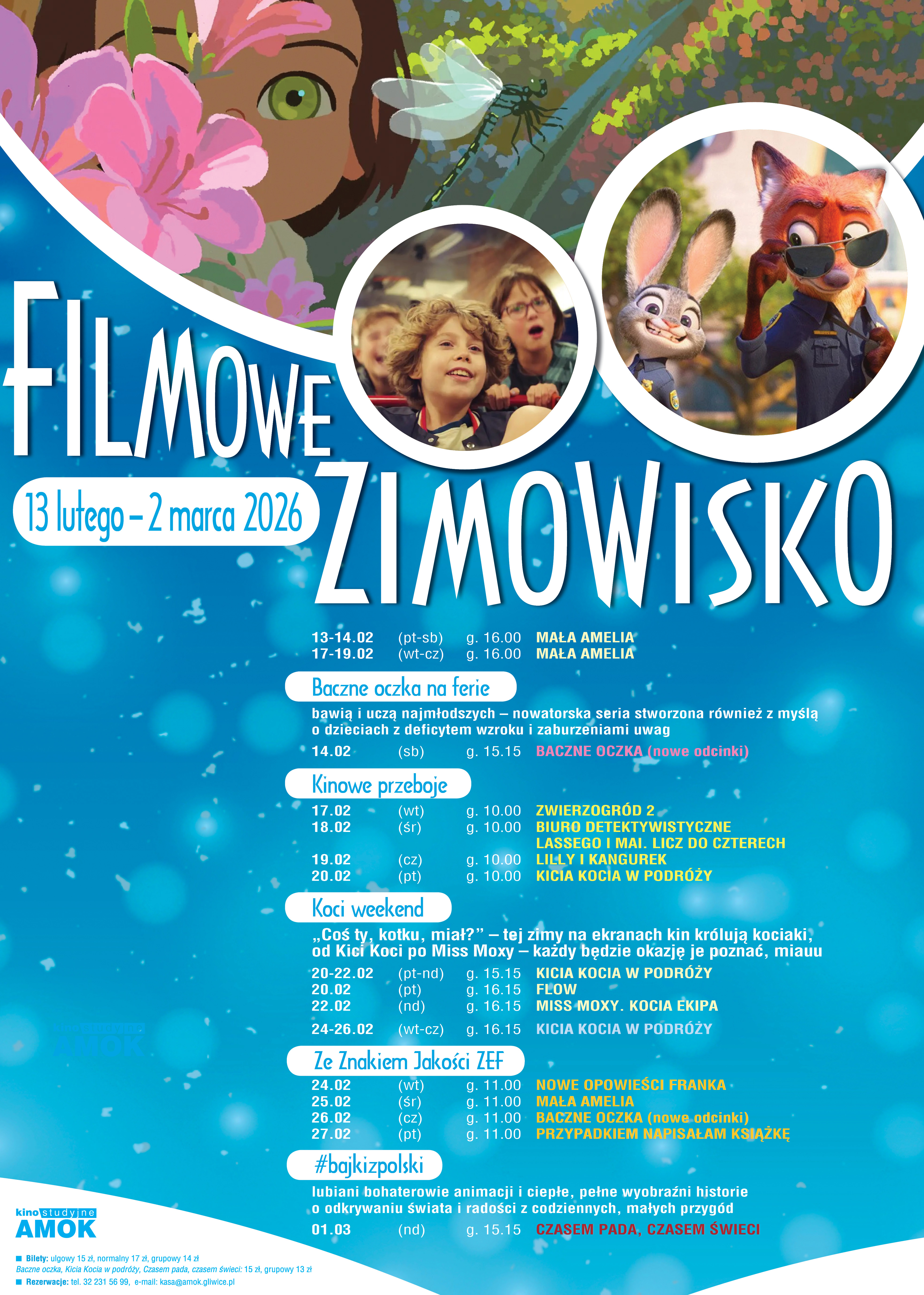 Plakat promujący Filmowe Zimowisko w Kinie Amok