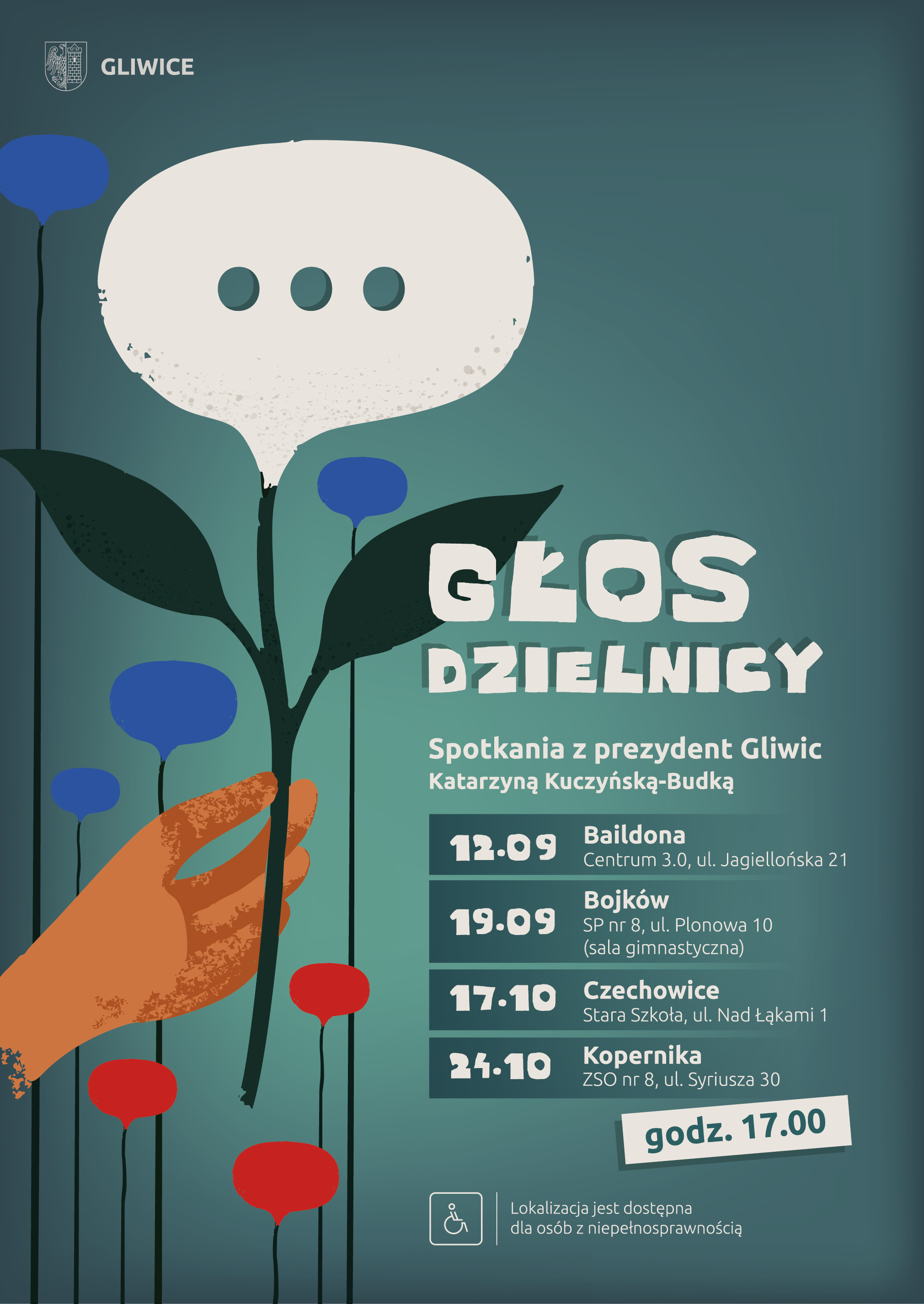 Plakat z datami spotkań wymienionymi w informacji