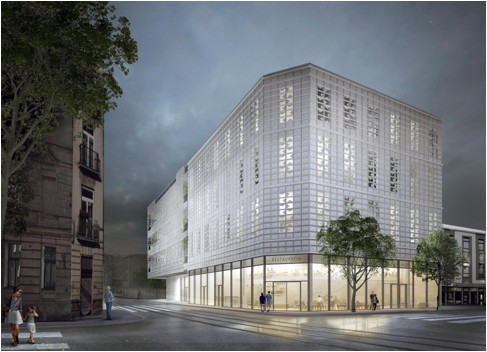 Konkurs architektoniczny „Parking w kamienicy” Biura Architekta Miasta Łodzi/ Projekt parkingu autorstwa Izabeli Kordyki, Karola Szulca, Martyny Kaczmarskiej, Michała Wiatera i Tomasza Bogusza