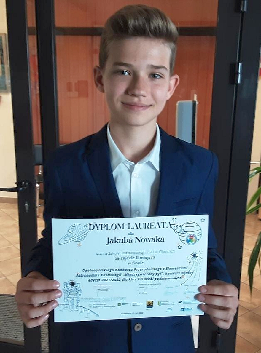 Jakub Nowak - uczeń Szkoły Podstawowej nr 30 w ZSO nr 5 w Gliwicach.