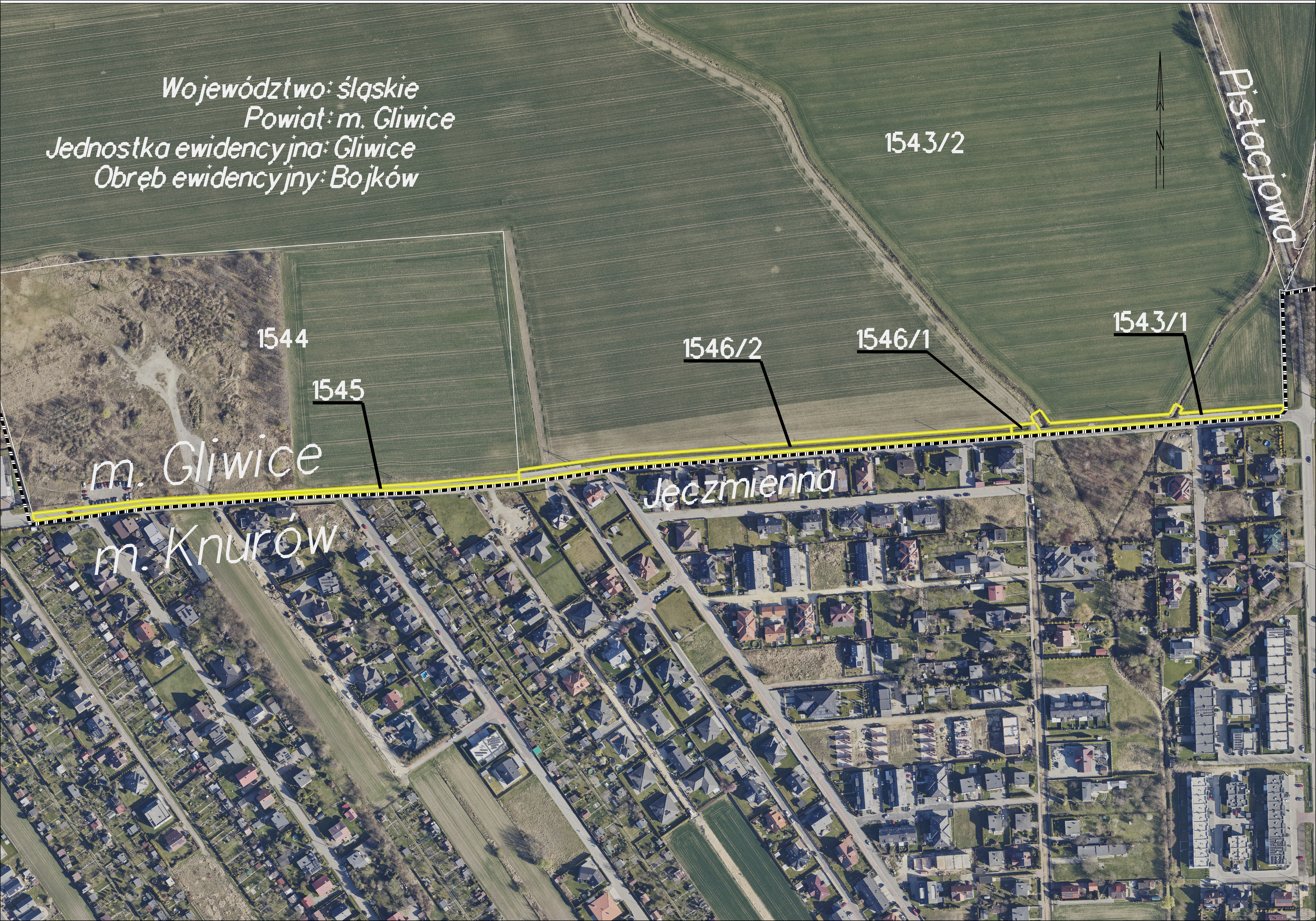 mapa granicy miasta z Knurowem