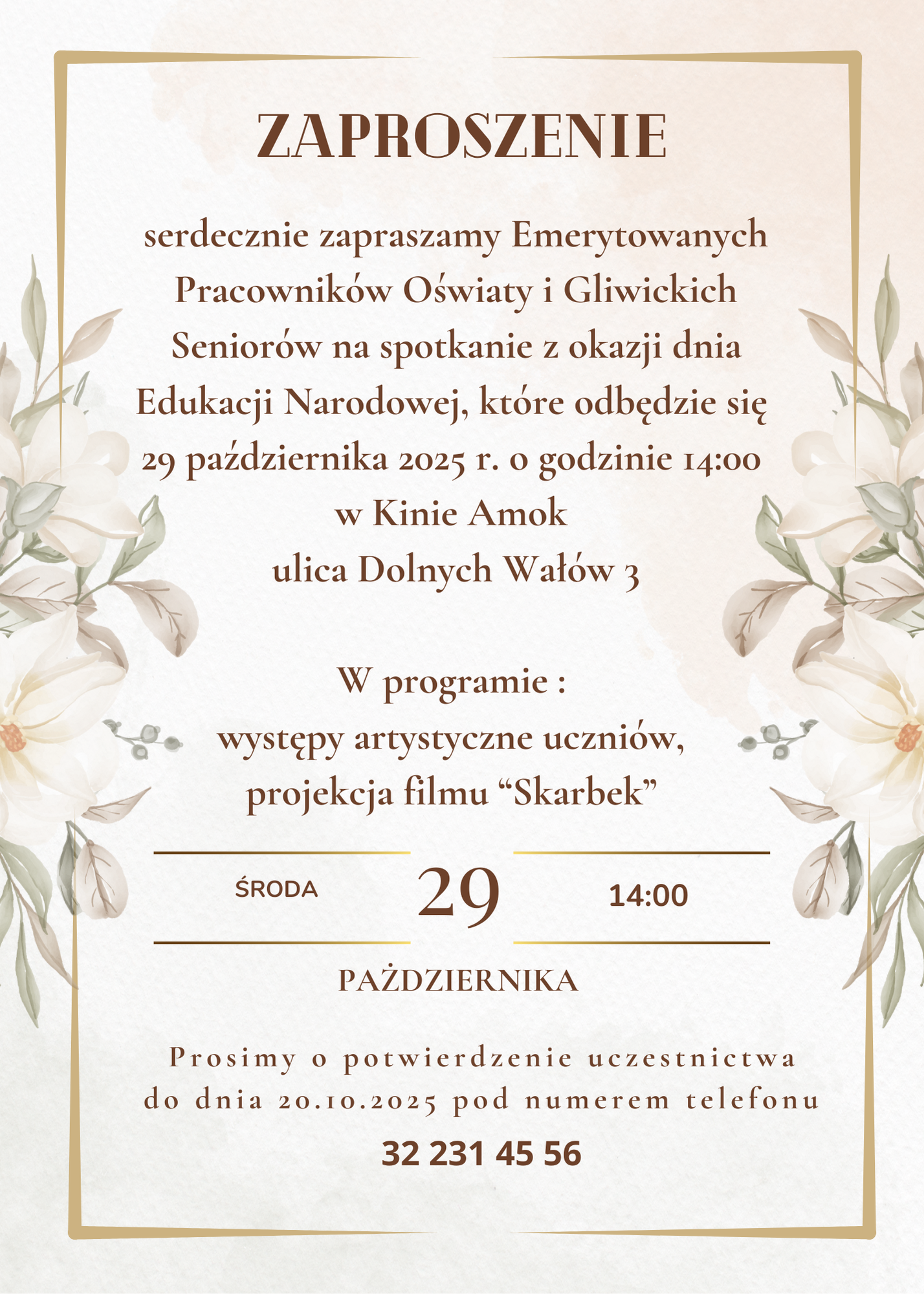 Zaproszenie na Gliwicki Dzień Emerytowanych Pracowników Oświaty