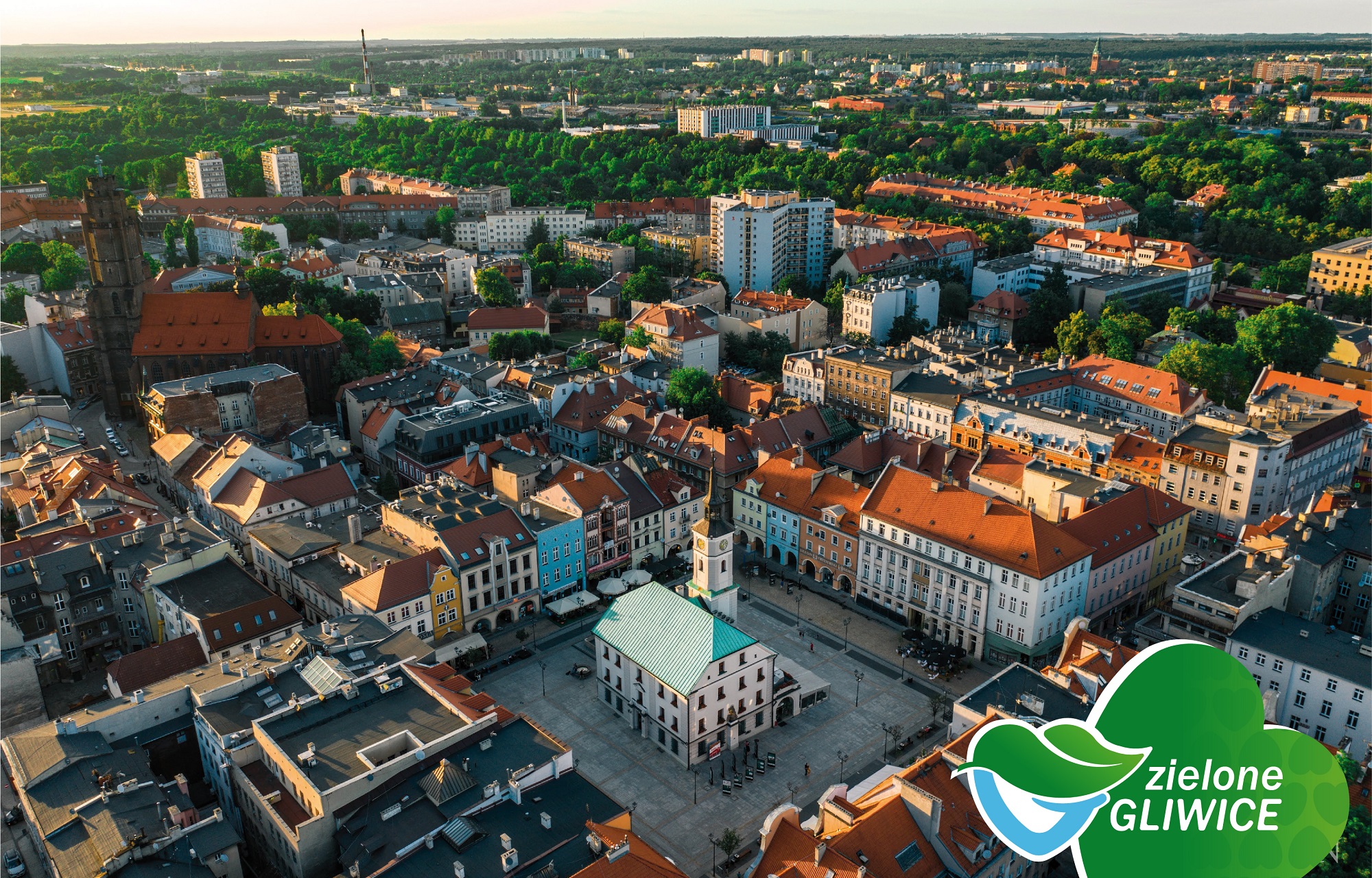 panorama Gliwic z lotu ptaka