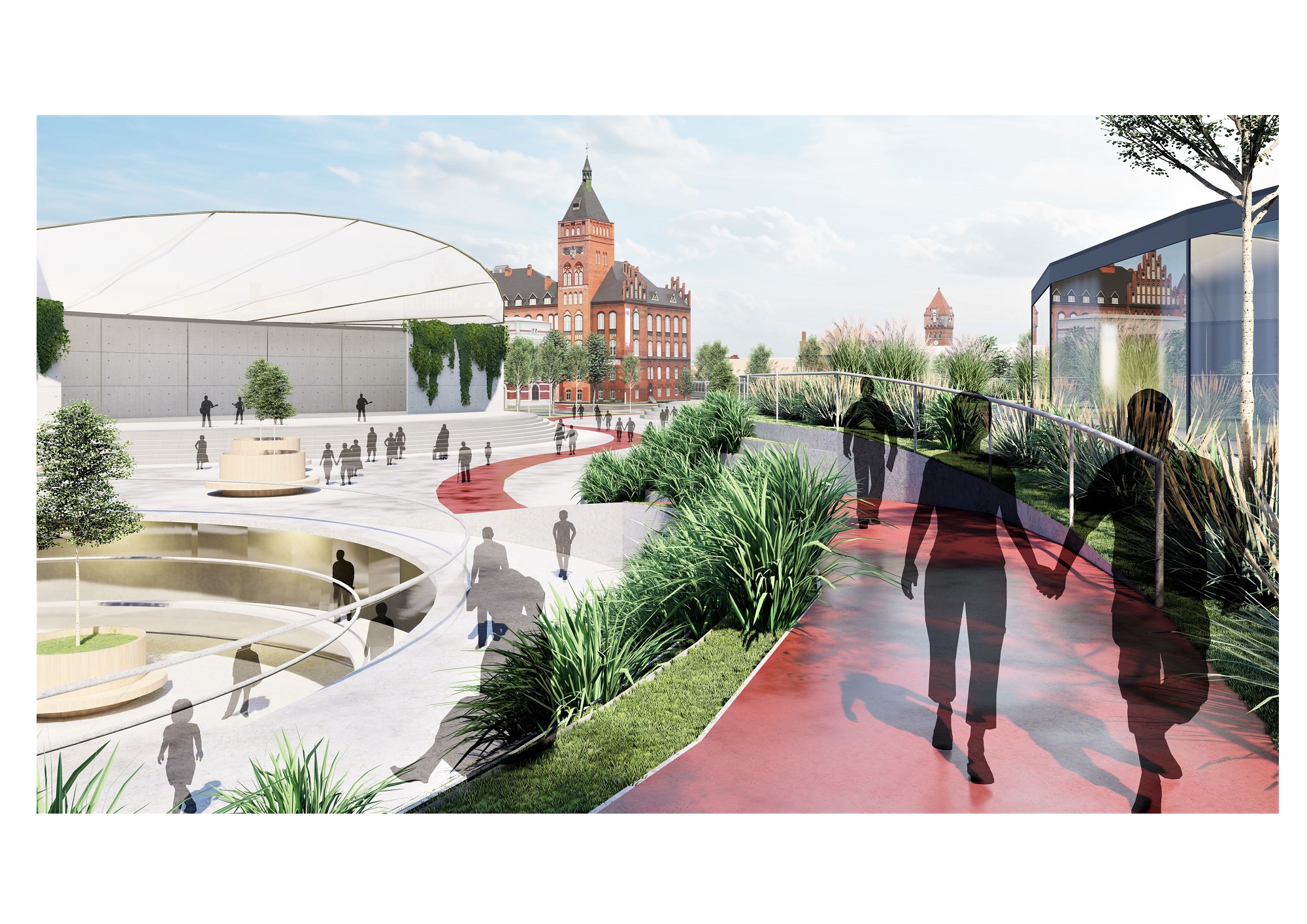 Wizualizacja koncepcji zagospodarowania i rewitalizacji obszaru w granicach ulic Wrocławskiej, Strzody i Dworcowej
