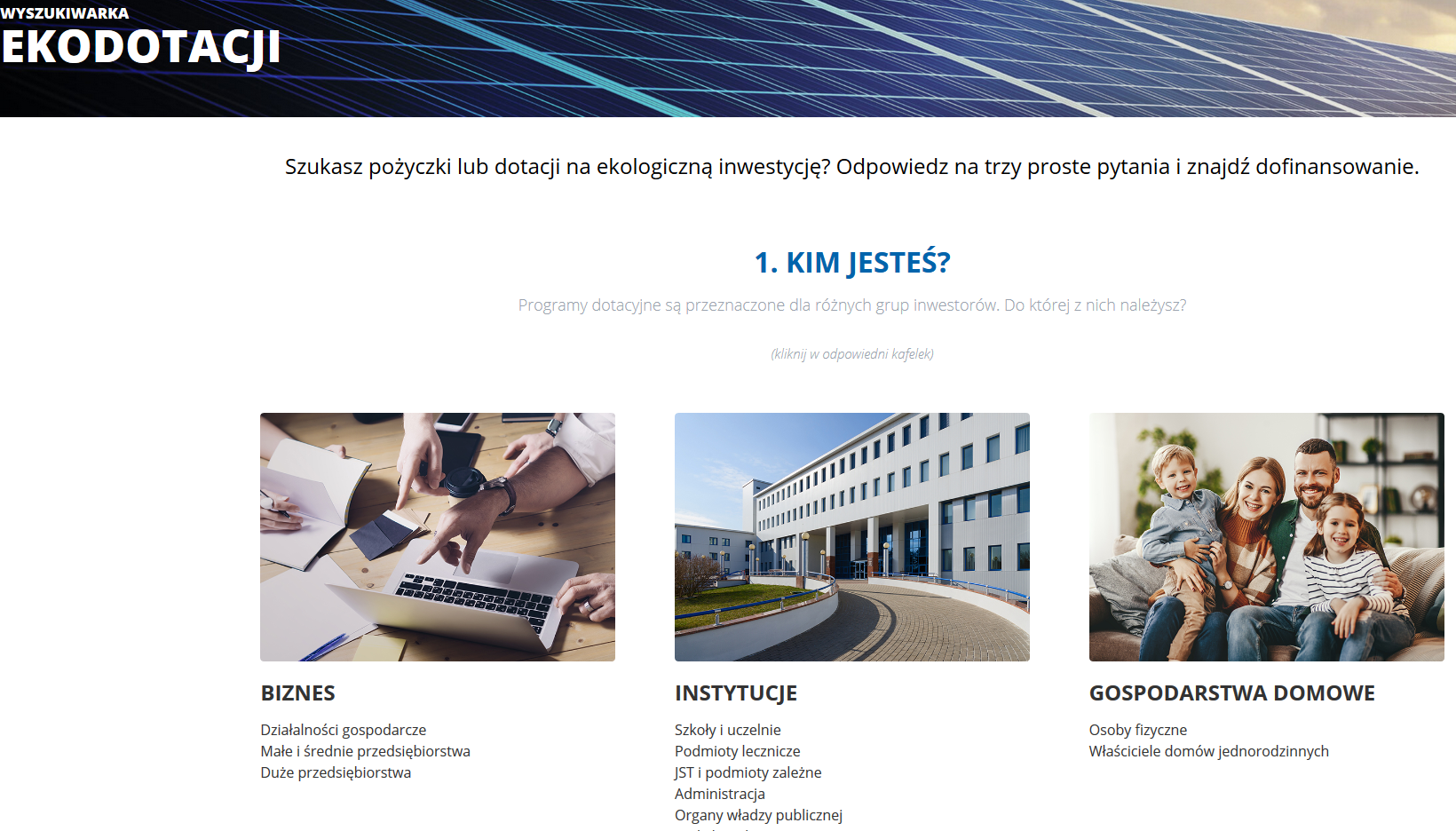 zdjęcie ekranu wyszukiwarki ekodotacji na białym tle